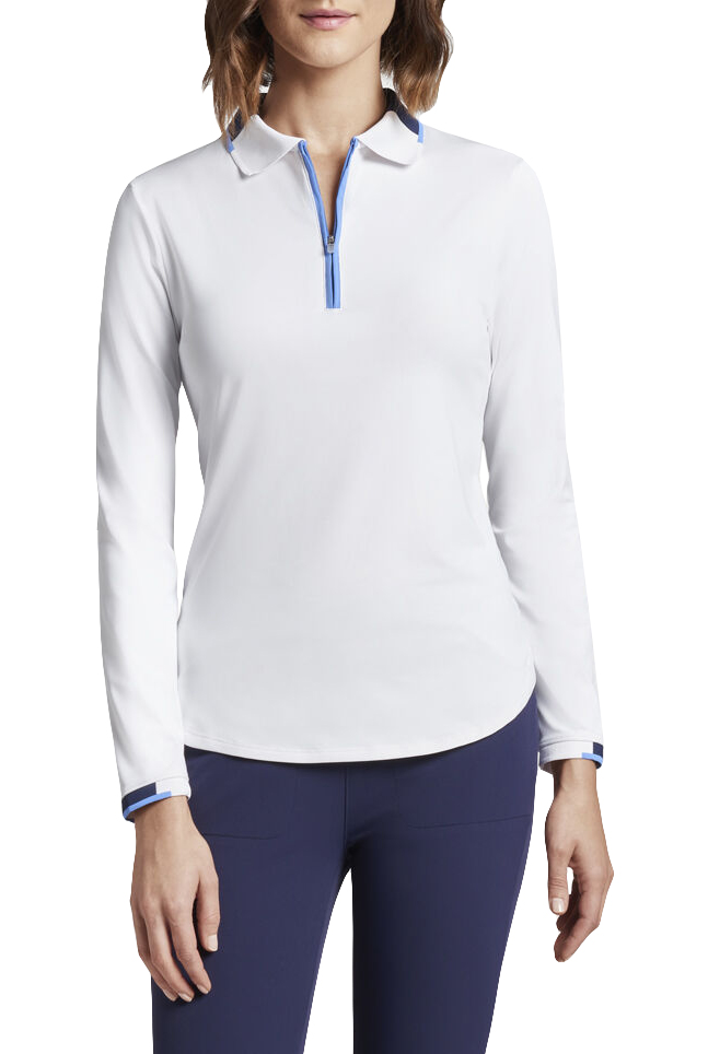 Now Golf Locker Peter Millar Women s Bianca Zip Long Sleeve Golf Shirts ON SALE